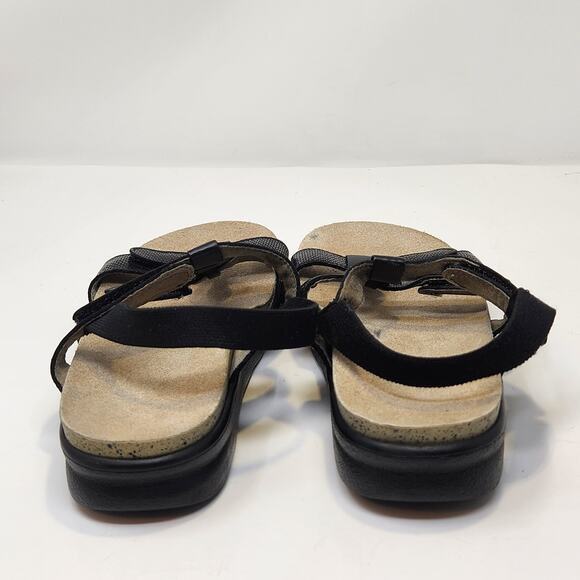 SAS Women Slingback Black Leather Snake Print Sandals Size 6.5 M Comfort Shoes - Picture 7 of 9